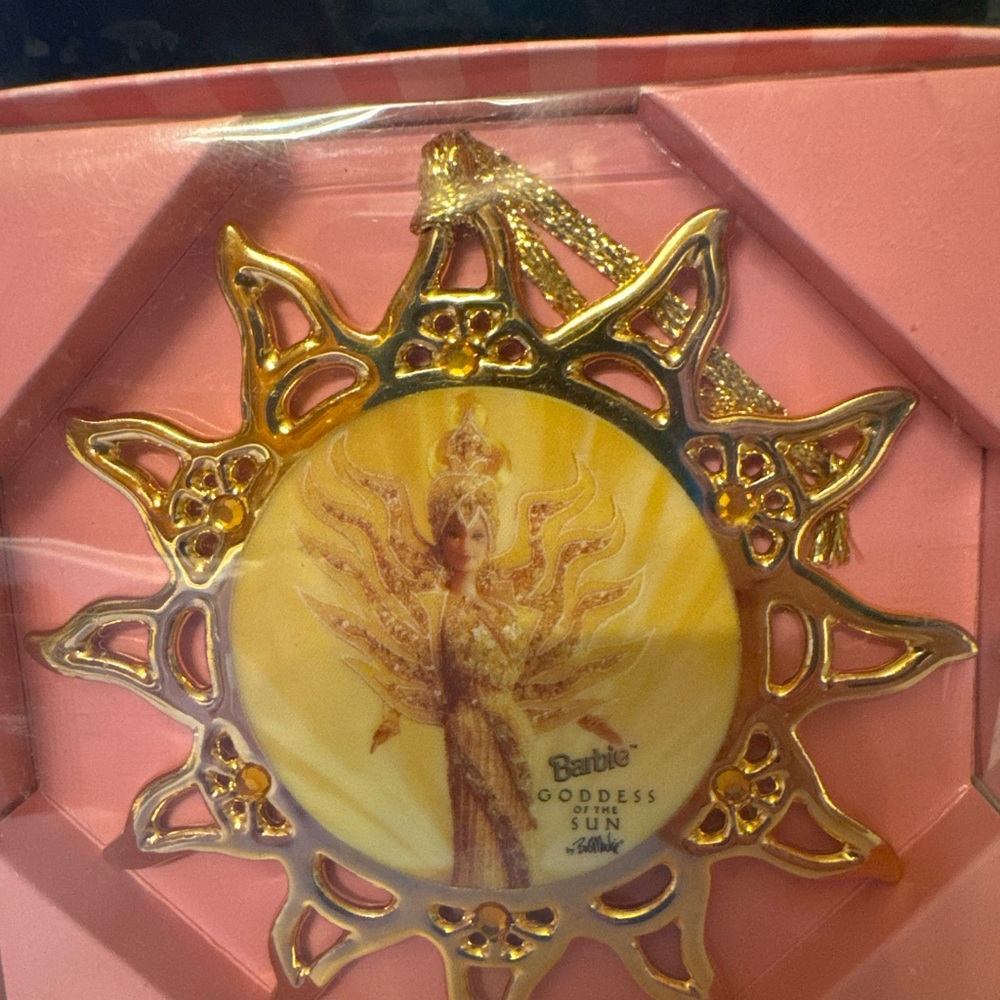 1996 Vintage Rare Barbie Goddess of the Sun and Goddess of the Moon ornaments